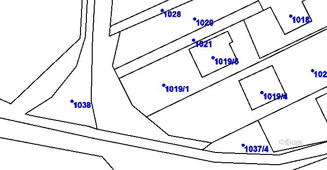 Parcela st. 1019/1 v KÚ Jablunkov, Katastrální mapa