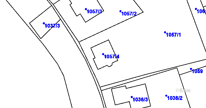 Parcela st. 1057/4 v KÚ Jablunkov, Katastrální mapa
