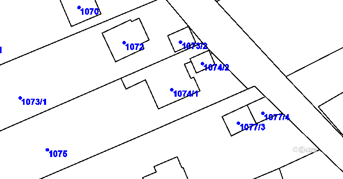 Parcela st. 1074/1 v KÚ Jablunkov, Katastrální mapa