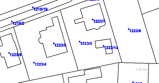Parcela st. 1223/5 v KÚ Jablunkov, Katastrální mapa