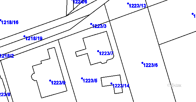 Parcela st. 1223/7 v KÚ Jablunkov, Katastrální mapa