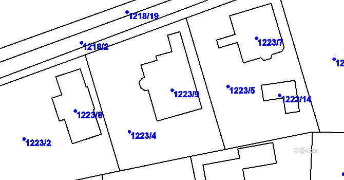 Parcela st. 1223/9 v KÚ Jablunkov, Katastrální mapa