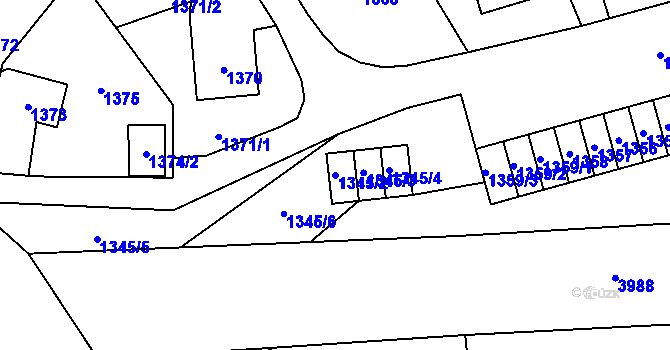 Parcela st. 1345/2 v KÚ Jablunkov, Katastrální mapa
