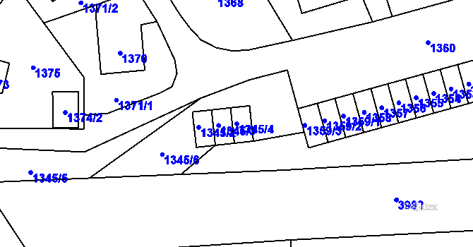 Parcela st. 1345/4 v KÚ Jablunkov, Katastrální mapa