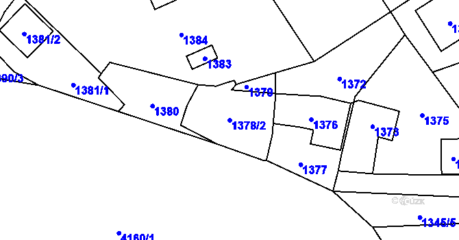Parcela st. 1378/2 v KÚ Jablunkov, Katastrální mapa
