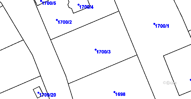 Parcela st. 1700/3 v KÚ Jablunkov, Katastrální mapa