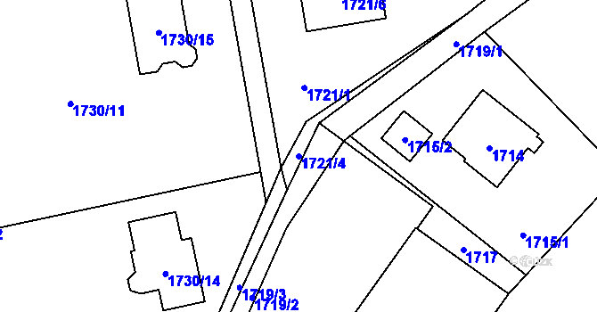 Parcela st. 1721/4 v KÚ Jablunkov, Katastrální mapa