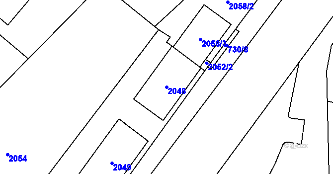 Parcela st. 2048 v KÚ Jablunkov, Katastrální mapa