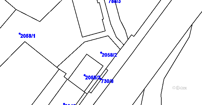 Parcela st. 2058/2 v KÚ Jablunkov, Katastrální mapa