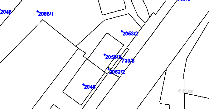 Parcela st. 2058/3 v KÚ Jablunkov, Katastrální mapa
