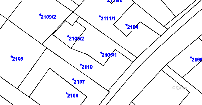Parcela st. 2105/1 v KÚ Jablunkov, Katastrální mapa