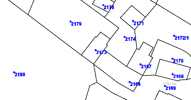 Parcela st. 2173 v KÚ Jablunkov, Katastrální mapa