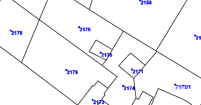 Parcela st. 2175 v KÚ Jablunkov, Katastrální mapa