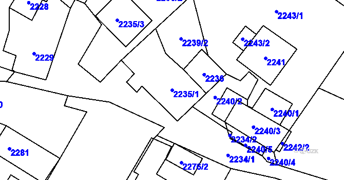 Parcela st. 2235/1 v KÚ Jablunkov, Katastrální mapa