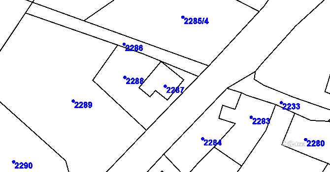 Parcela st. 2287 v KÚ Jablunkov, Katastrální mapa