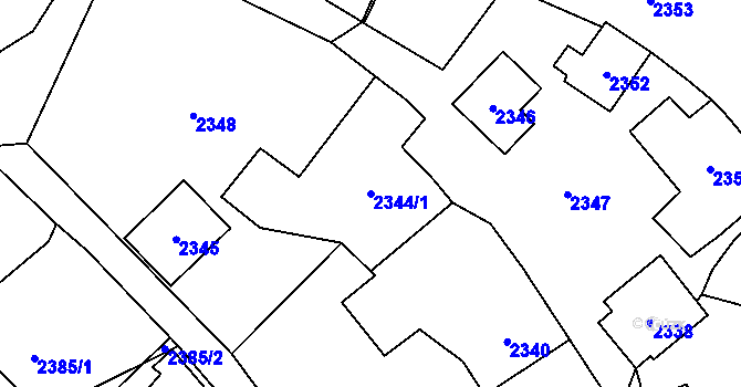 Parcela st. 2344/1 v KÚ Jablunkov, Katastrální mapa