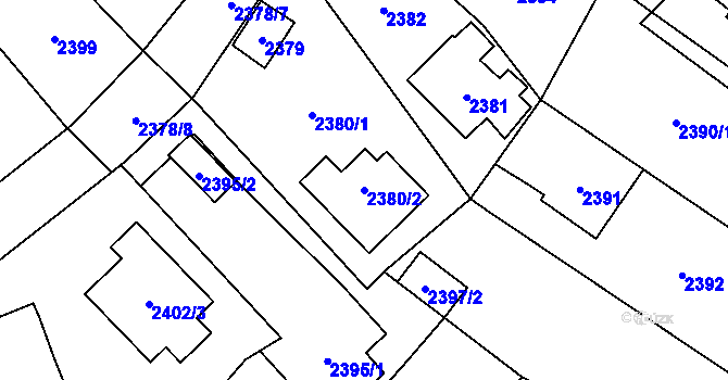 Parcela st. 2380/2 v KÚ Jablunkov, Katastrální mapa