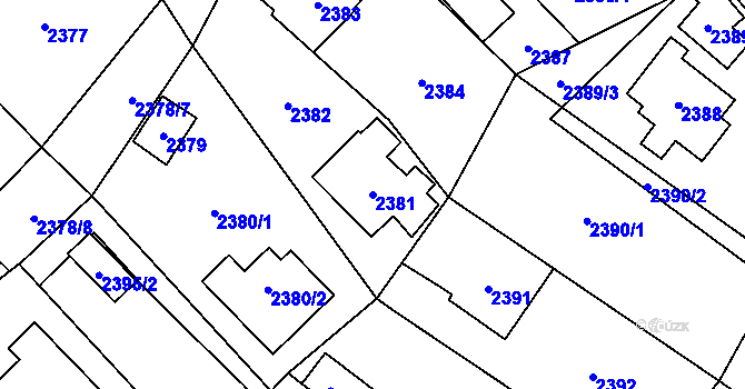 Parcela st. 2381 v KÚ Jablunkov, Katastrální mapa