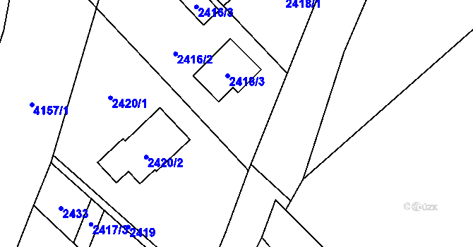Parcela st. 2418/2 v KÚ Jablunkov, Katastrální mapa