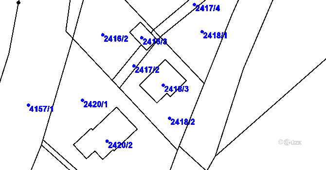 Parcela st. 2418/3 v KÚ Jablunkov, Katastrální mapa