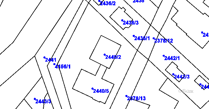 Parcela st. 2440/2 v KÚ Jablunkov, Katastrální mapa