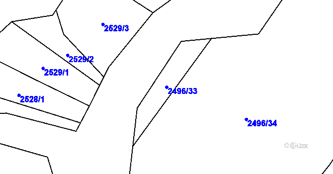 Parcela st. 2496/33 v KÚ Jablunkov, Katastrální mapa