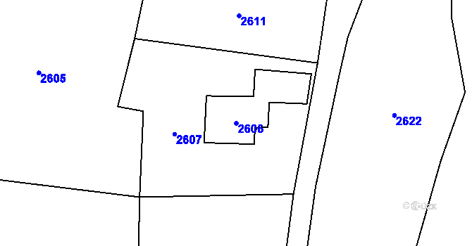 Parcela st. 2606 v KÚ Jablunkov, Katastrální mapa