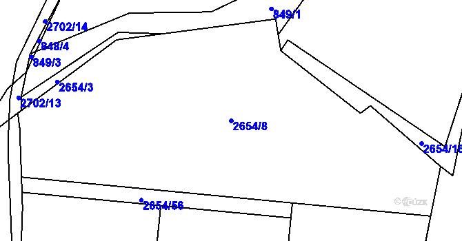 Parcela st. 2654/8 v KÚ Jablunkov, Katastrální mapa