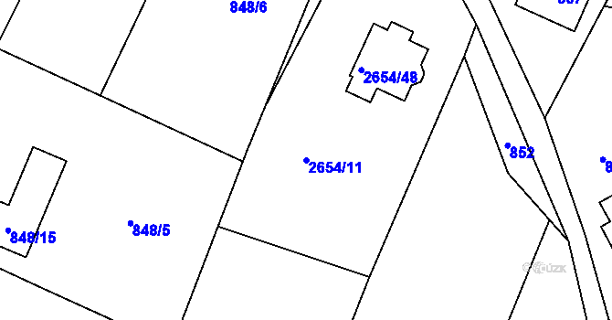 Parcela st. 2654/11 v KÚ Jablunkov, Katastrální mapa