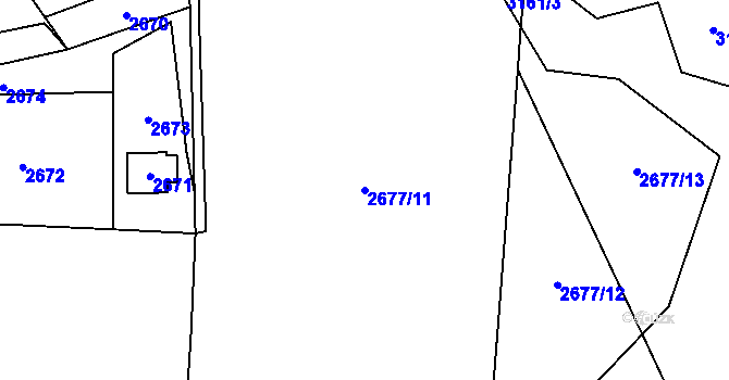 Parcela st. 2677/11 v KÚ Jablunkov, Katastrální mapa