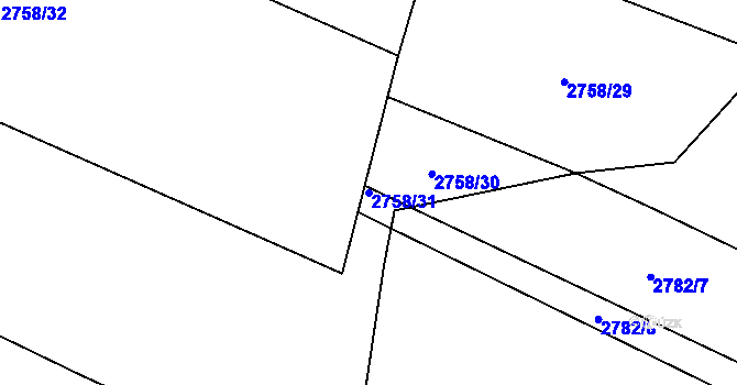 Parcela st. 2758/31 v KÚ Jablunkov, Katastrální mapa