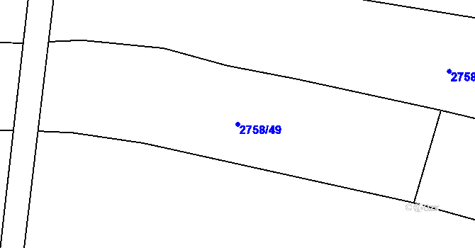Parcela st. 2758/49 v KÚ Jablunkov, Katastrální mapa