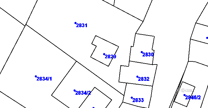 Parcela st. 2829 v KÚ Jablunkov, Katastrální mapa
