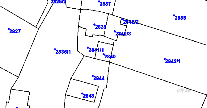 Parcela st. 2840 v KÚ Jablunkov, Katastrální mapa
