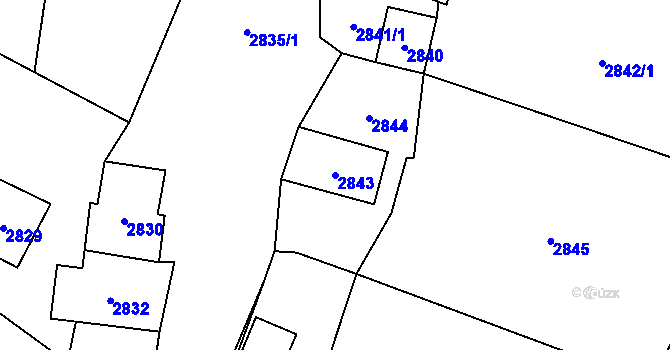 Parcela st. 2843 v KÚ Jablunkov, Katastrální mapa