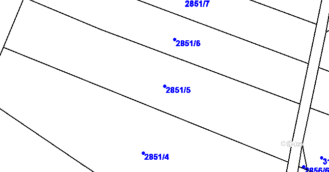Parcela st. 2851/5 v KÚ Jablunkov, Katastrální mapa