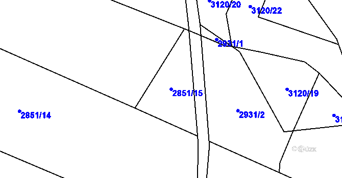 Parcela st. 2851/15 v KÚ Jablunkov, Katastrální mapa