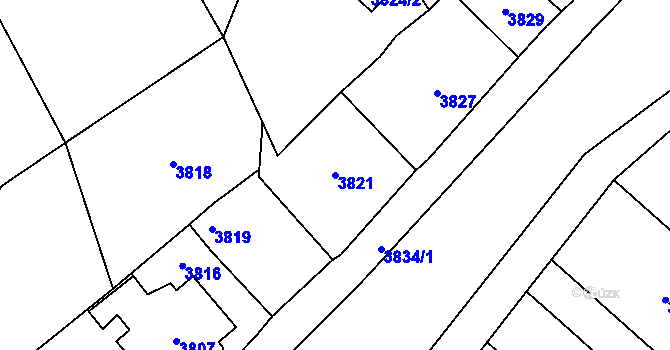 Parcela st. 3821 v KÚ Jablunkov, Katastrální mapa