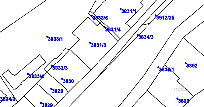 Parcela st. 3831/2 v KÚ Jablunkov, Katastrální mapa