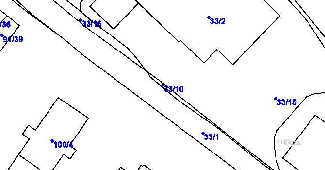 Parcela st. 33/10 v KÚ Jablunkov, Katastrální mapa