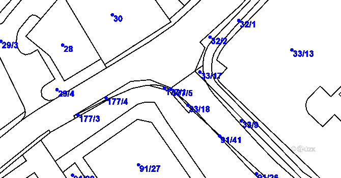 Parcela st. 177/5 v KÚ Jablunkov, Katastrální mapa