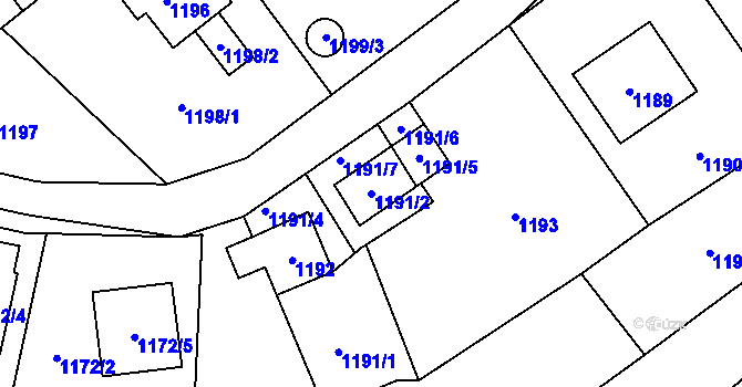 Parcela st. 1191/2 v KÚ Jablunkov, Katastrální mapa