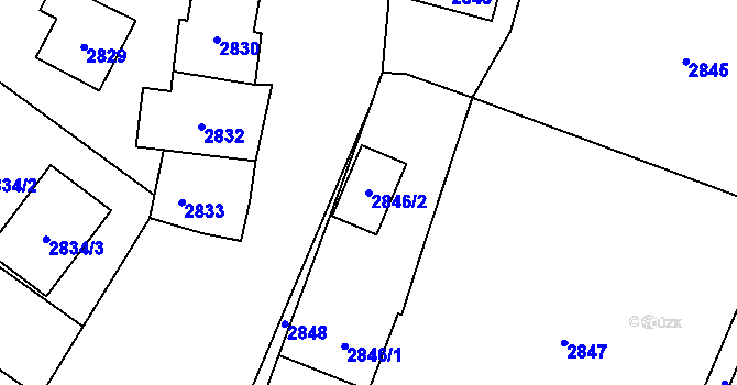 Parcela st. 2846/2 v KÚ Jablunkov, Katastrální mapa