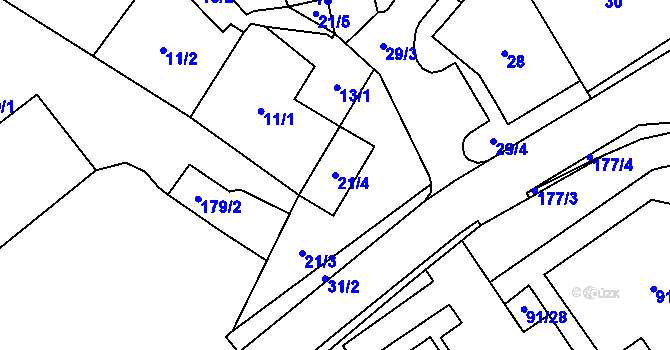 Parcela st. 21/4 v KÚ Jablunkov, Katastrální mapa