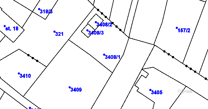 Parcela st. 3408/1 v KÚ Jablunkov, Katastrální mapa