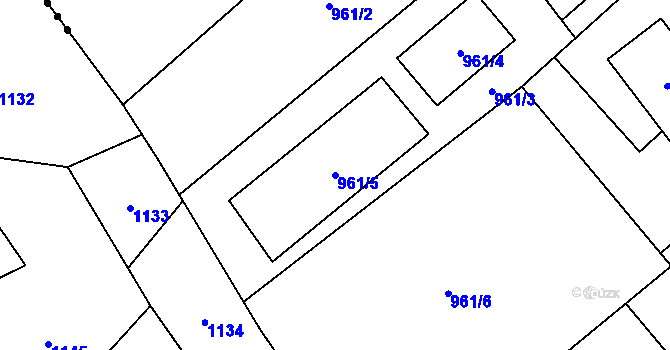 Parcela st. 961/5 v KÚ Jablunkov, Katastrální mapa