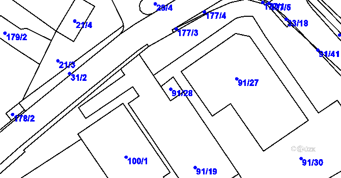 Parcela st. 91/28 v KÚ Jablunkov, Katastrální mapa