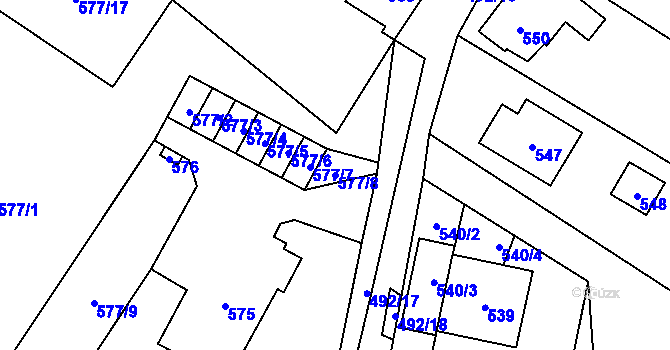Parcela st. 577/8 v KÚ Jablunkov, Katastrální mapa