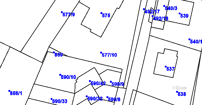 Parcela st. 577/10 v KÚ Jablunkov, Katastrální mapa