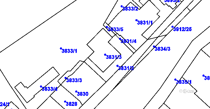 Parcela st. 3831/3 v KÚ Jablunkov, Katastrální mapa